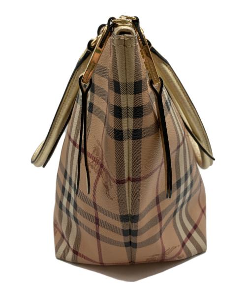 BURBERRY（バーバリー）BURBERRY (バーバリー) ヘイマーケットチェックトートバッグ ベージュの古着・服飾アイテム