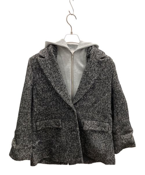 Mila Owen（ミラオーウェン）Mila Owen (ミラオーウェン) フードドッキングシングルブレストジャケット ブラック×グレー サイズ:Ｓの古着・服飾アイテム