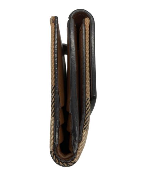 BURBERRY（バーバリー）BURBERRY (バーバリー) ハウスチェック＆レザー　二つ折り財布 ブラウン×ベージュの古着・服飾アイテム