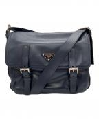 PRADAプラダ）の古着「ダブルストラップ メッセンジャーバッグ」｜ネイビー