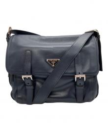 PRADA（プラダ）の古着「ダブルストラップ メッセンジャーバッグ」｜ネイビー
