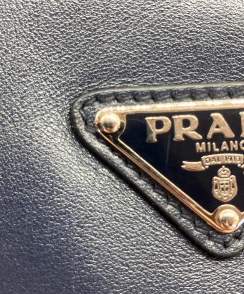 PRADA（プラダ）PRADA (プラダ) ダブルストラップ メッセンジャーバッグ ネイビーの古着・服飾アイテム