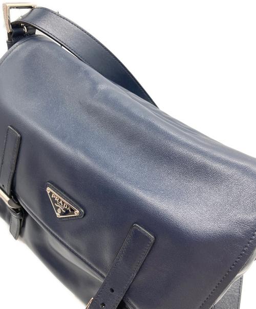 PRADA（プラダ）PRADA (プラダ) ダブルストラップ メッセンジャーバッグ ネイビーの古着・服飾アイテム