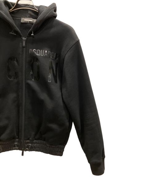 DSQUARED2（ディースクエアード）DSQUARED2 (ディースクエアード) ロゴジップパーカー ブラック サイズ:Ｓの古着・服飾アイテム