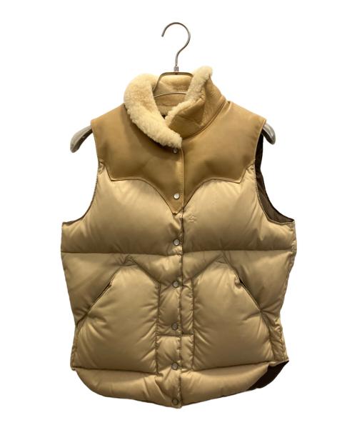 RockyMountainFeatherBed（ロッキーマウンテンフェザーベッド）RockyMountainFeatherBed (ロッキーマウンテンフェザーベッド) レザーヨークダウンベスト ベージュ サイズ:7/8 (SIZE S)の古着・服飾アイテム