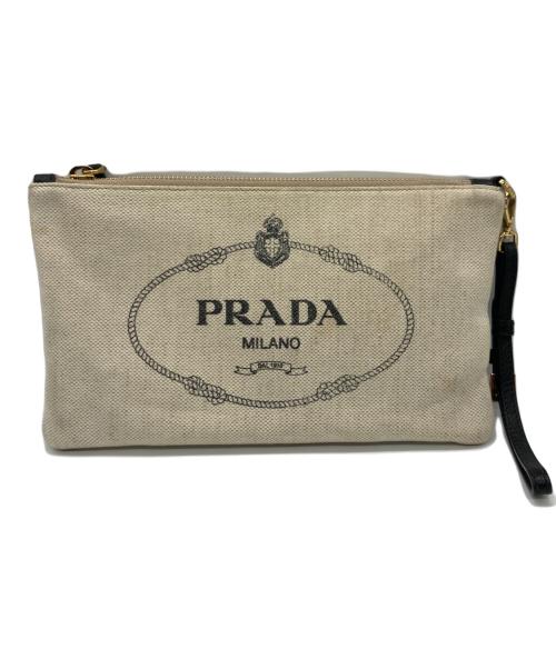 PRADA（プラダ）PRADA (プラダ) カナパキャンバスポーチ アイボリーの古着・服飾アイテム