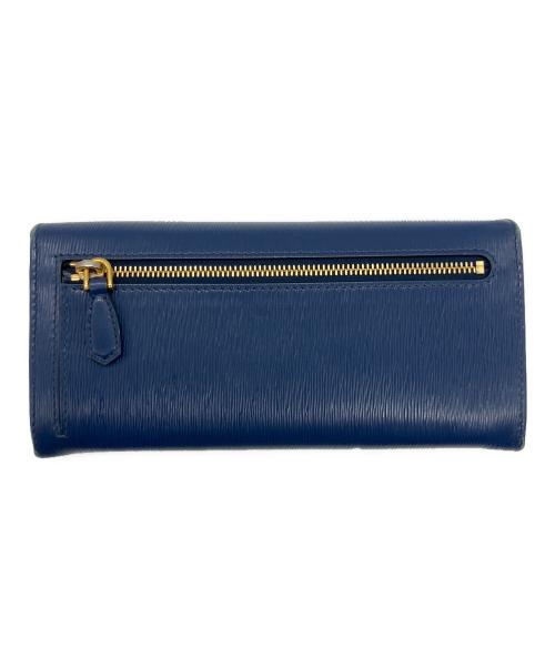 PRADA（プラダ）PRADA (プラダ) Wホック/カードケース付きレザー長財布 ブルーの古着・服飾アイテム