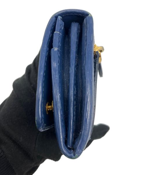 PRADA（プラダ）PRADA (プラダ) Wホック/カードケース付きレザー長財布 ブルーの古着・服飾アイテム