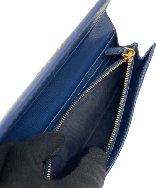 PRADA（プラダ）PRADA (プラダ) Wホック/カードケース付きレザー長財布 ブルーの古着・服飾アイテム