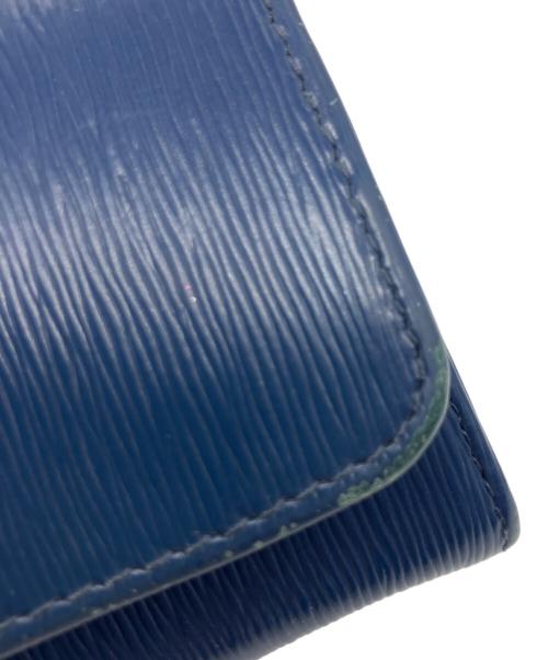 PRADA（プラダ）PRADA (プラダ) Wホック/カードケース付きレザー長財布 ブルーの古着・服飾アイテム