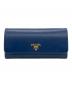 PRADA（プラダ）の古着「Wホック/カードケース付きレザー長財布」｜ブルー