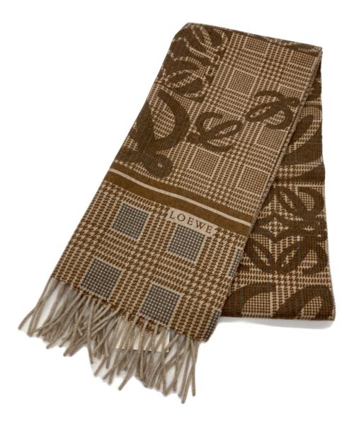 LOEWE（ロエベ）LOEWE (ロエベ) アナグラムチェック柄ウールカシミヤマフラー 未使用品の古着・服飾アイテム