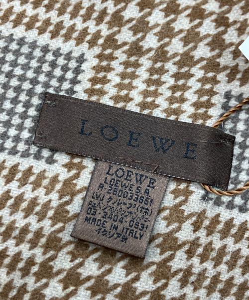 LOEWE（ロエベ）LOEWE (ロエベ) アナグラムチェック柄ウールカシミヤマフラー 未使用品の古着・服飾アイテム