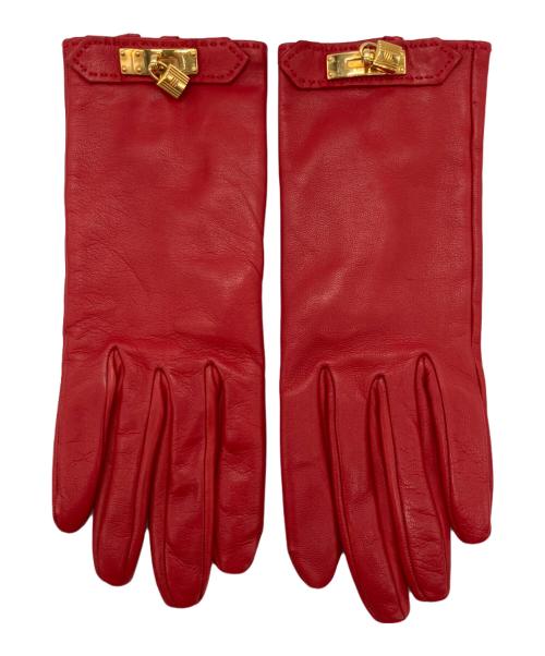HERMES（エルメス）HERMES (エルメス) ケリーチャームレザーグローブ レッド サイズ:SIZE 7の古着・服飾アイテム