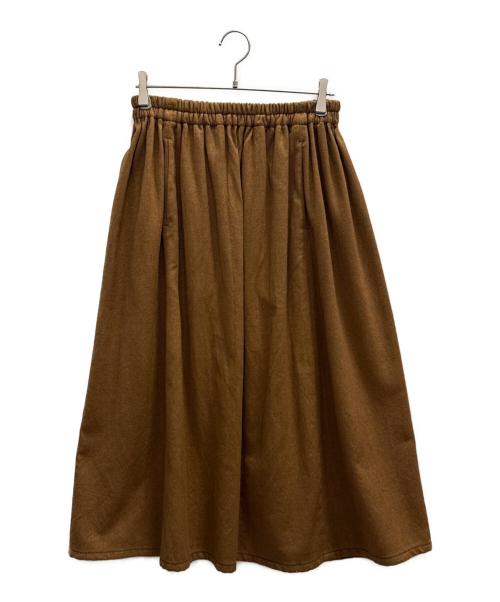 homspun（ホームスパン）homspun (ホームスパン) コットンウールバルキーツイルギャザースカート ブラウン サイズ:Мの古着・服飾アイテム