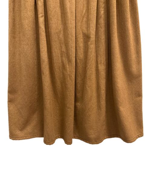 homspun（ホームスパン）homspun (ホームスパン) コットンウールバルキーツイルギャザースカート ブラウン サイズ:Мの古着・服飾アイテム