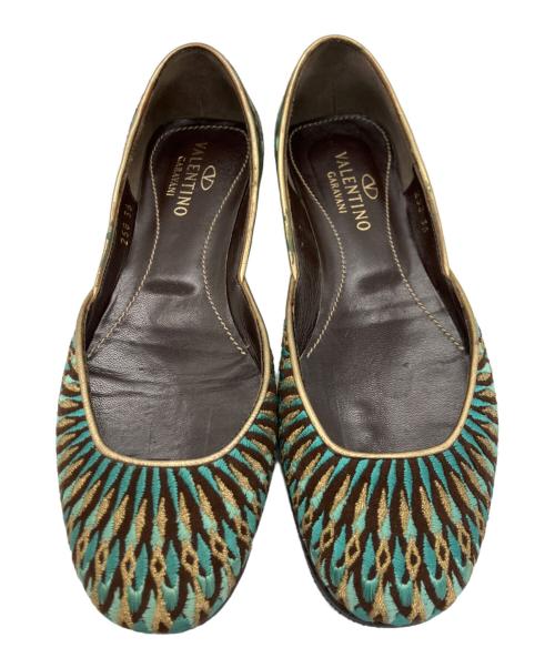 VALENTINO GARAVANI（ヴァレンティノ・ガラヴァーニ）VALENTINO GARAVANI (ヴァレンティノ・ガラヴァーニ) フラットパンプス ブルー サイズ:SIZE S (36)の古着・服飾アイテム