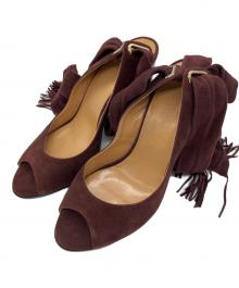 HERMES（エルメス）の古着「オープントゥーパンプス」｜ワインレッド