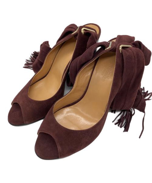 HERMES（エルメス）HERMES (エルメス) オープントゥーパンプス ワインレッド サイズ:SIZE 36の古着・服飾アイテム