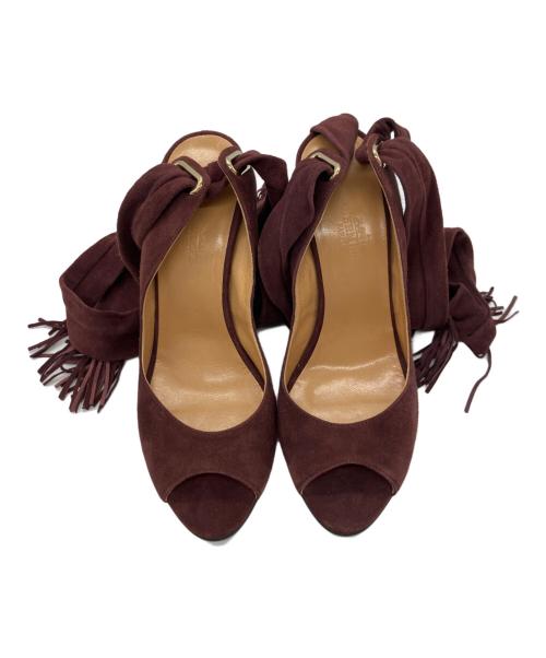 HERMES（エルメス）HERMES (エルメス) オープントゥーパンプス ワインレッド サイズ:SIZE 36の古着・服飾アイテム