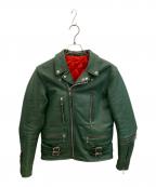 VINTAGEヴィンテージ）の古着「ダブルライダースジャケット」｜グリーン