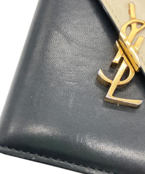 Saint Laurent Paris（サンローランパリ）Saint Laurent Paris (サンローランパリ) ジェイミーフォールドウォレット ブラック×ホワイトの古着・服飾アイテム