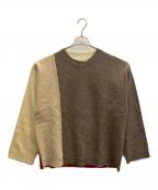 Martin Margiela 10マルタン・マルジェラ 10）の古着「切替クルーネックニットニット」｜ベージュ×アイボリー×ブラウン