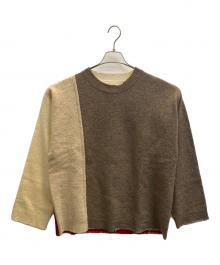 Martin Margiela 10（マルタン・マルジェラ 10）の古着「切替クルーネックニットニット」｜ベージュ×アイボリー×ブラウン
