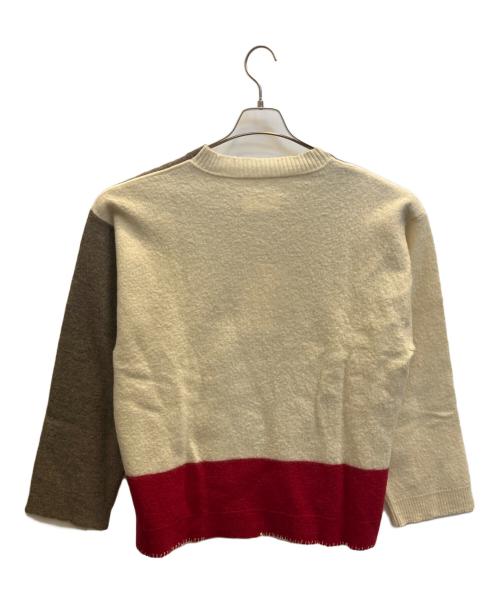 Martin Margiela 10（マルタン・マルジェラ 10）Martin Margiela 10 (マルタン・マルジェラ 10) 切替クルーネックニットニット ベージュ×アイボリー×ブラウン サイズ:SIZE L 未使用品の古着・服飾アイテム