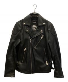 GUESS ブラック　レザー　シングルライダースコートライナー付き　L 中古・古着通販】GUESS (ゲス) シングルライダースジャケット ブラック