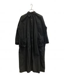 nest Robe（ネストローブ）の古着「コットンラミーミトンポケットロングシャツワンピース」｜ブラック