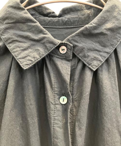 nest Robe（ネストローブ）nest Robe (ネストローブ) コットンラミーミトンポケットロングシャツワンピース ブラック サイズ:フリーの古着・服飾アイテム