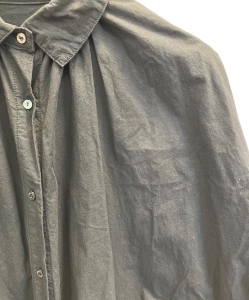 nest Robe（ネストローブ）nest Robe (ネストローブ) コットンラミーミトンポケットロングシャツワンピース ブラック サイズ:フリーの古着・服飾アイテム