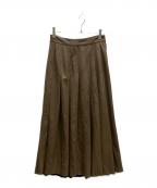 Snidelスナイデル）の古着「ロングフェイクレザースカート」｜ブラウン