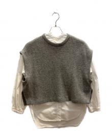 BEARDSLEY（ビアズリー）の古着「ギャザーカフスシャツ ベストセット」｜グレー×ホワイト