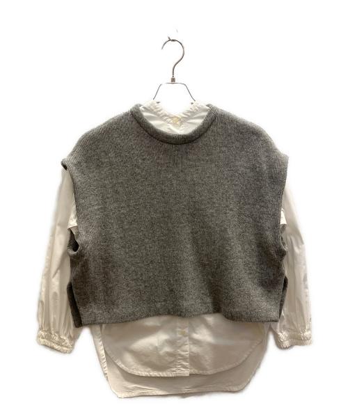 BEARDSLEY（ビアズリー）BEARDSLEY (ビアズリー) ギャザーカフスシャツ ベストセット グレー×ホワイト サイズ:フリーの古着・服飾アイテム