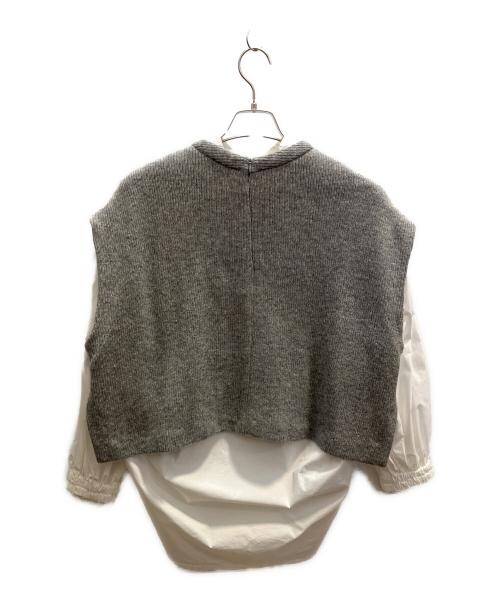 BEARDSLEY（ビアズリー）BEARDSLEY (ビアズリー) ギャザーカフスシャツ ベストセット グレー×ホワイト サイズ:フリーの古着・服飾アイテム