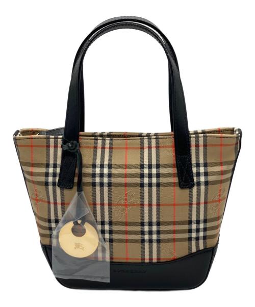 BURBERRY LONDON（バーバリーロンドン）BURBERRY LONDON (バーバリーロンドン) シャドーホース　ミニトートバッグ ベージュ×ブラックの古着・服飾アイテム