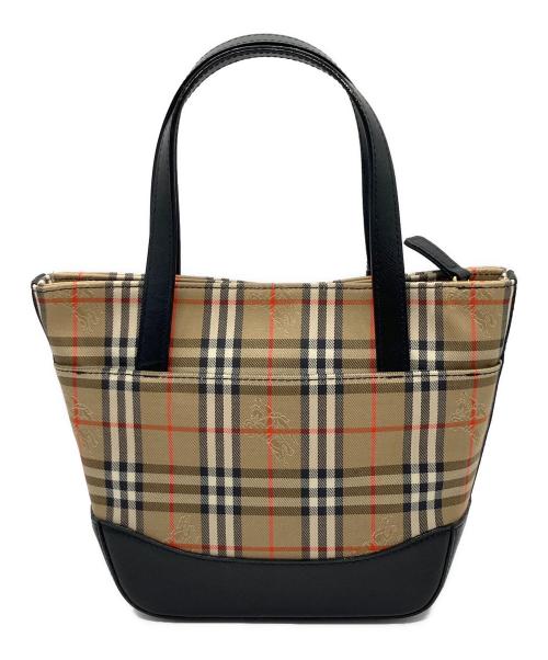 BURBERRY LONDON（バーバリーロンドン）BURBERRY LONDON (バーバリーロンドン) シャドーホース　ミニトートバッグ ベージュ×ブラックの古着・服飾アイテム