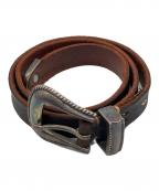 VINTAGE WORKSヴィンテージワークス）の古着「Leather belt 7Hole レザーベルト 7ホール 茶芯」｜ブラック×ブラウン