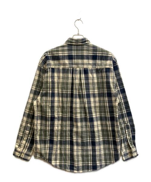Eddie Bauer（エディーバウアー）Eddie Bauer (エディーバウアー) 90's長袖シャツ ネイビー×ホワイト サイズ:Мの古着・服飾アイテム