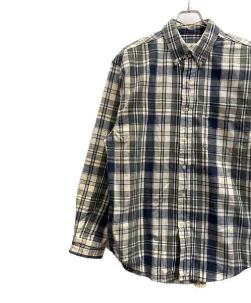 Eddie Bauer（エディーバウアー）Eddie Bauer (エディーバウアー) 90's長袖シャツ ネイビー×ホワイト サイズ:Мの古着・服飾アイテム