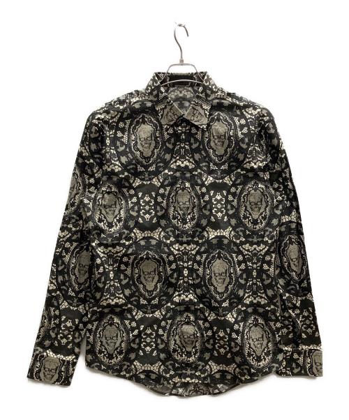 ALEXANDER McQUEEN（アレキサンダーマックイーン）ALEXANDER McQUEEN (アレキサンダーマックイーン) スカルパターンシャツ ブラック サイズ:52の古着・服飾アイテム