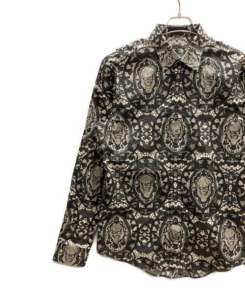 ALEXANDER McQUEEN（アレキサンダーマックイーン）ALEXANDER McQUEEN (アレキサンダーマックイーン) スカルパターンシャツ ブラック サイズ:52の古着・服飾アイテム