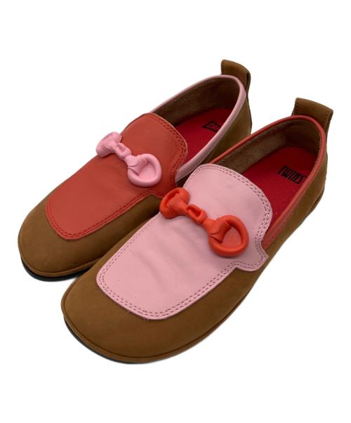 CAMPER（カンペール）CAMPER (カンペール) ツインズ フラットシューズ ブラウン×レッド×ピンク サイズ:SIZE 23.5cmの古着・服飾アイテム