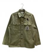 BlackEyePatchブラックアイパッチ）の古着「SPIDER WEB MILITARY SHIRT」｜カーキ