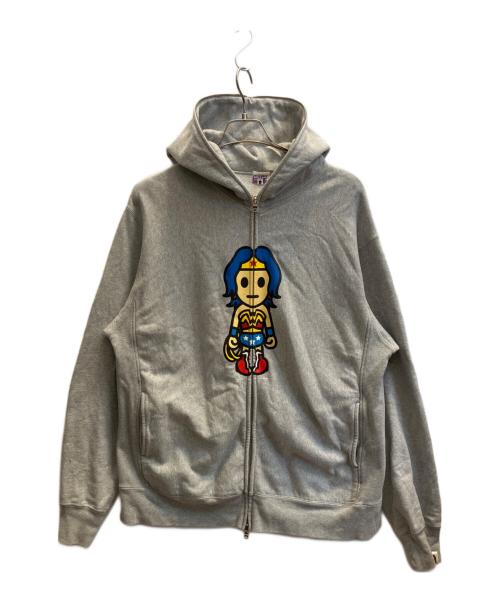 BAPE BY A BATHING APE（ベイプバイアベイシングエイプ）BAPE BY A BATHING APE (ベイプバイアベイシングエイプ) ×DC COMICSジップパーカー グレー サイズ:Ｌの古着・服飾アイテム