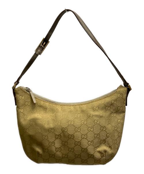 GUCCI（グッチ）GUCCI (グッチ) GGキャンパスハンドバッグ ゴールドの古着・服飾アイテム
