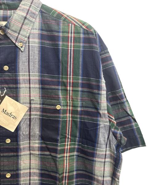 Eddie Bauer（エディーバウアー）Eddie Bauer (エディーバウアー) 半袖シャツ グリーン×ネイビー サイズ:Мの古着・服飾アイテム