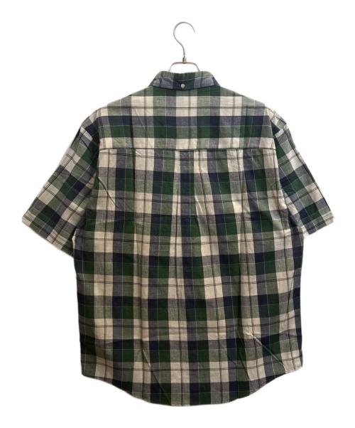 Eddie Bauer（エディーバウアー）Eddie Bauer (エディーバウアー) 半袖シャツ グリーン×ホワイト サイズ:Мの古着・服飾アイテム